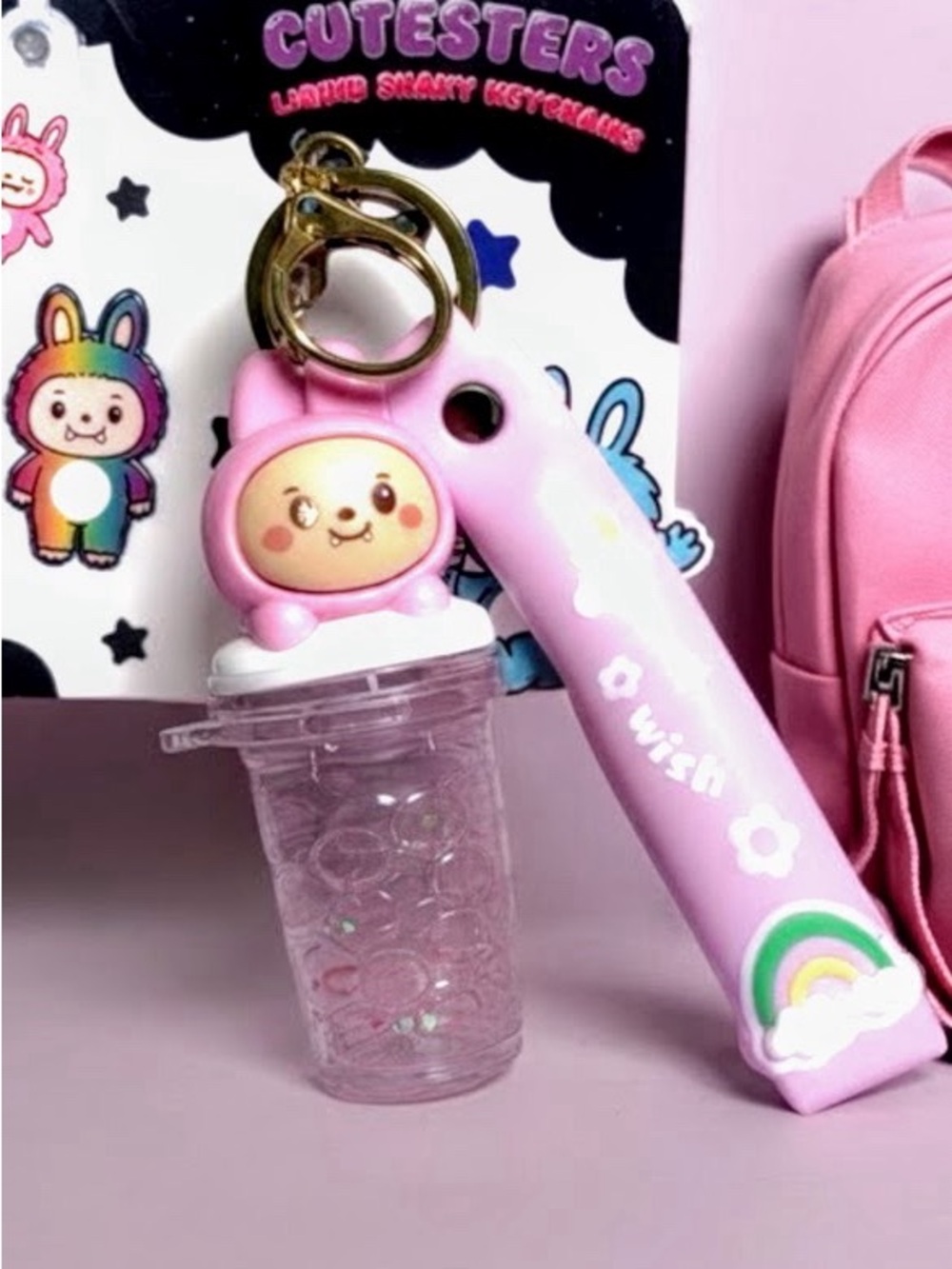 Cutters - Pink Bunny Keychain Water Bottle backpack or bag accessories
